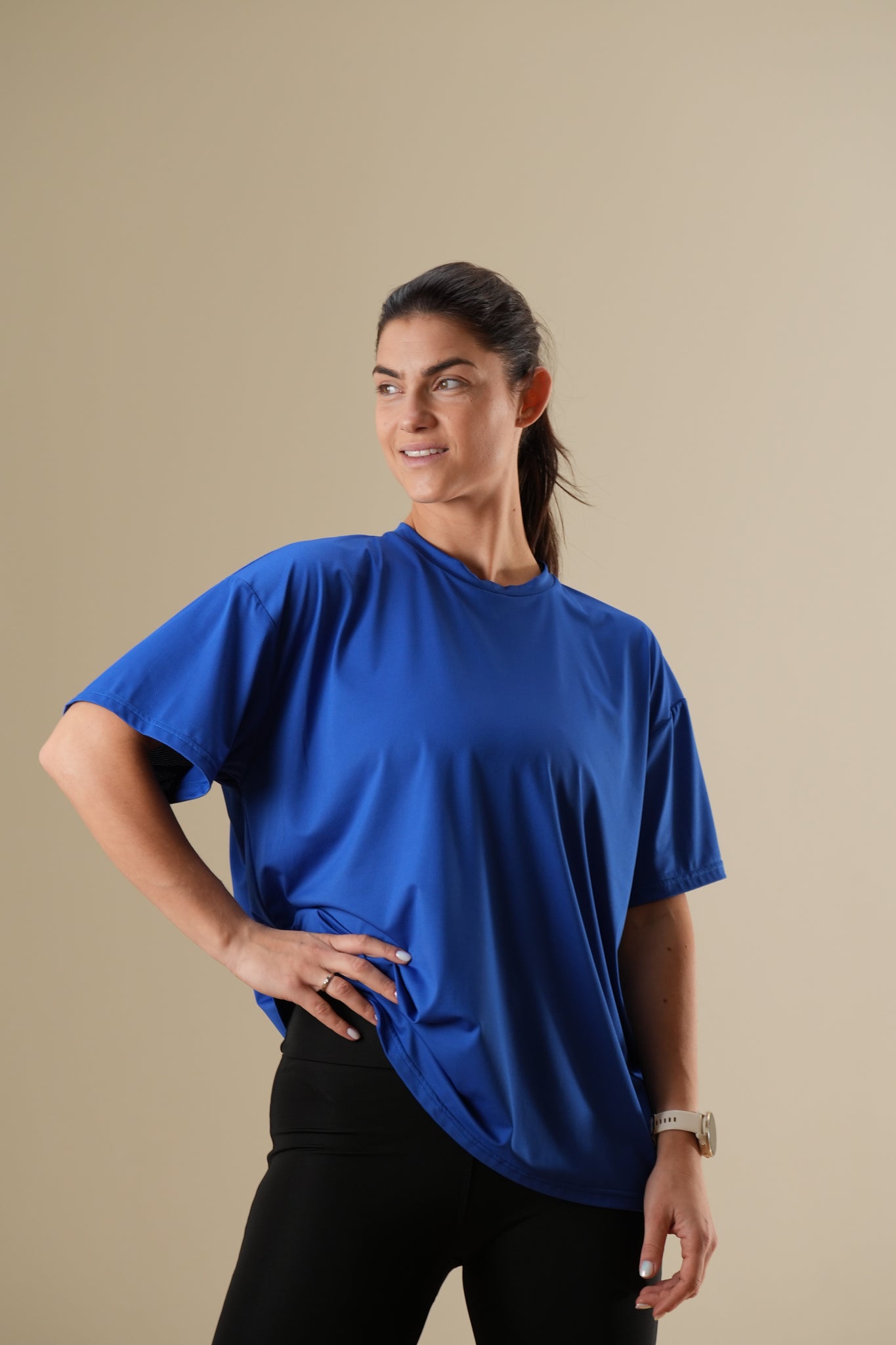 Mėlyni oversize marškinėliai